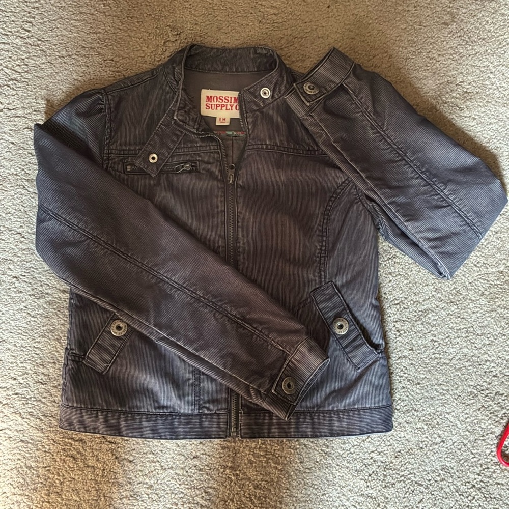 Mossimo Supply Co Corduroy Gray Jacket, zip up, lightweight, buttons, size M